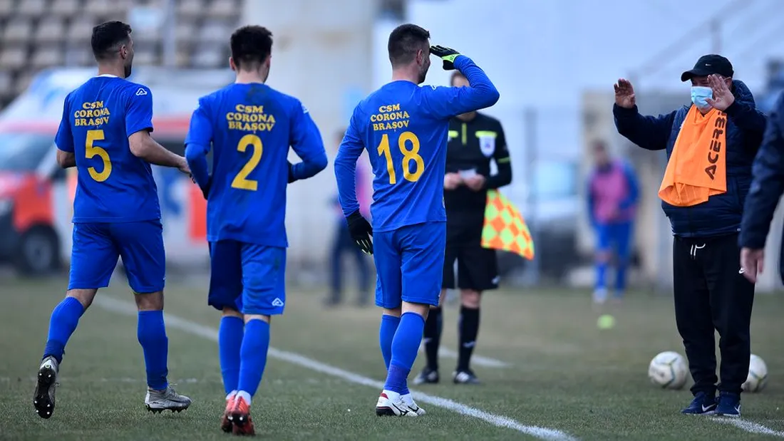 Marian Cristescu, decisiv pentru Corona, cu gol direct din corner. Echipa din Brașov a câștigat manșa tur a primului baraj de promovare în Liga 2 cu ACSO Filiași