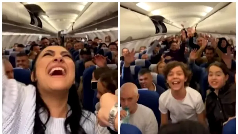 VIDEO / Andra a făcut show în avion, înainte de Crăciun. Clipul a devenit viral: „La înălţime”