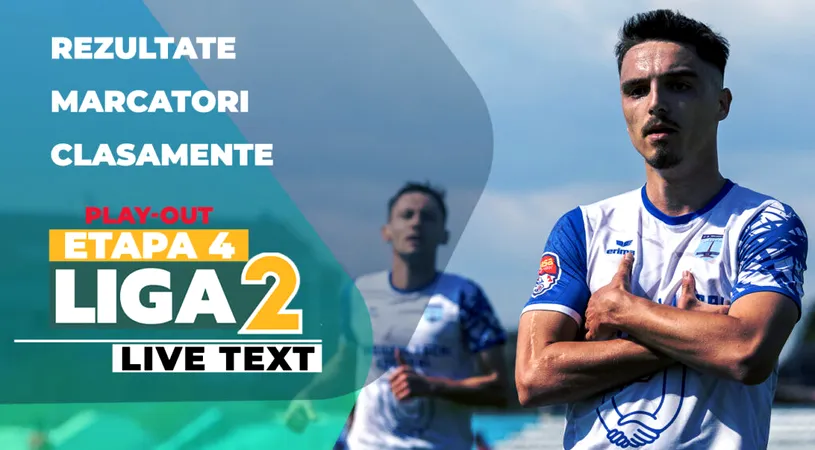 Liga 2, etapa 4, play-out | Cele șase meciuri încep la ora 11:00. CSM Focșani și Chindia joacă pentru puncte importante în vederea evitării retrogradării