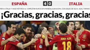 Spaniolii se înclină în fața lui Del Bosque: "De trei ori campioni"** Italienii: "Prea mici pentru o Spanie așa de mare" Reacțiile presei