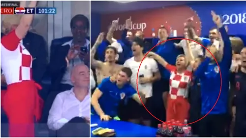 Show total făcut de președintele Croației! Imagini unice: Kolinda Kitarovic a cântat în vestiar și l-a iritat pe prim-ministrul Rusiei | VIDEO de senzație