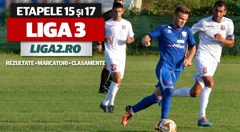 Rezultatele și marcatorii etapelor 15 și 17.** CSM Reșița câștigă derby-ul cu Național Sebiș. Scorul rundei a fost înregistrat la Bistrița, acolo unde la pauză era 0-0