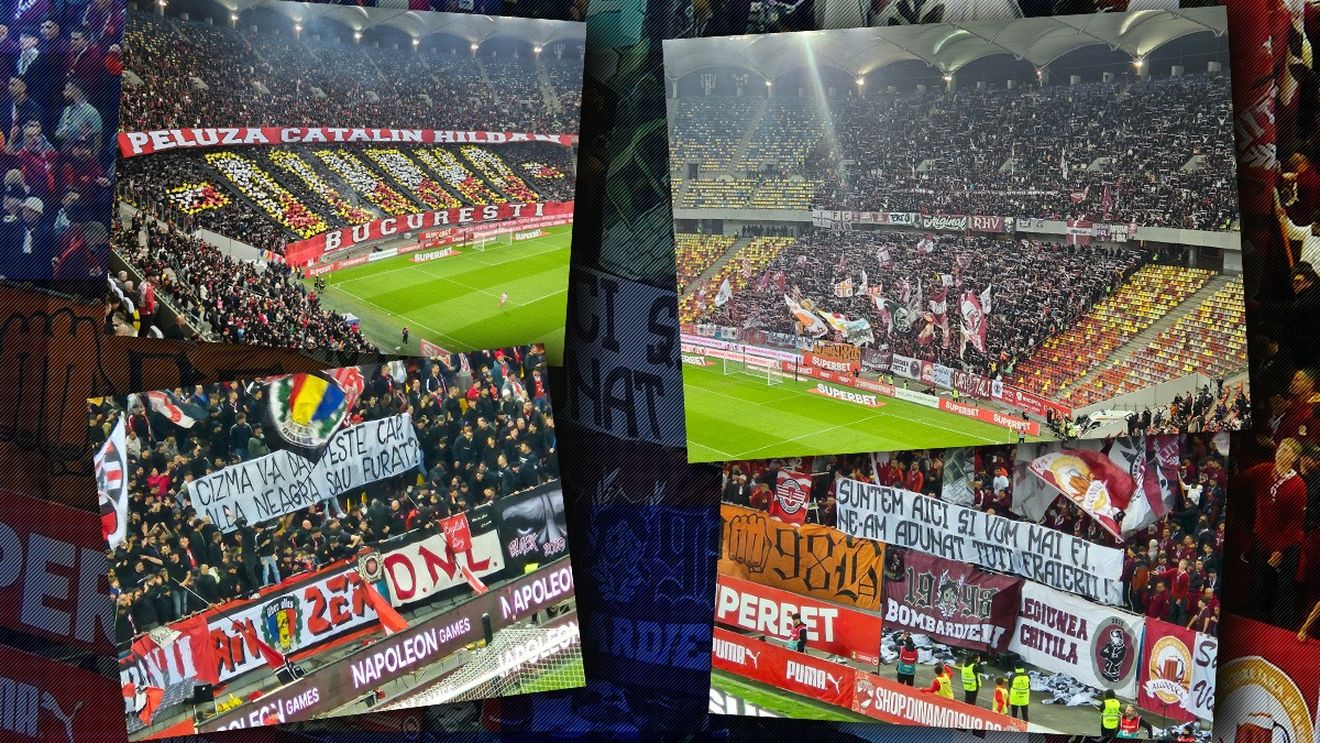 Dinamo - Rapid, cronica ultras: giuleștenii s-au impus și în tribune! 7000 de fanatici alb-vișinii au dominat vocal aproape 30.000 de dinamoviști