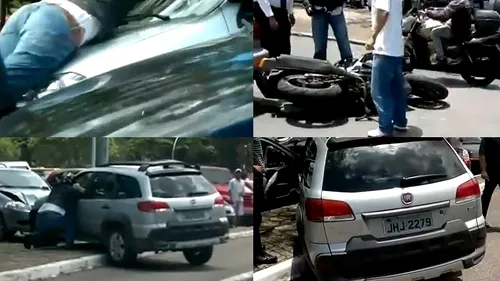 Scene de groaza pe sosea! VIDEO - Femeia care s-a urcat pe un motociclist cu SUV-ul