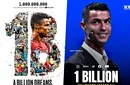 Bornă istorică atinsă de Cristiano Ronaldo. A depășit un milliard de urmăritori pe rețelele sociale