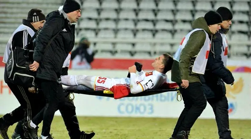 Bourceanu, operat cu succes după fractura de tibie suferită în meciul Ural - Arsenal Tula. Când va reveni pe teren mijlocașul