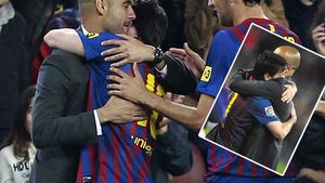 EMOȚIONANT! Faza zilei: FOTO Messi l-a îmbrățișat, Pep a "îngenuncheat" în fața lui.** Ce i-a spus Guardiola la ureche