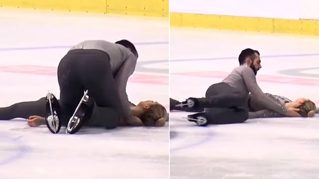 Moment șocant la un concurs de patinaj artistic. VIDEO | S-a lovit cu capul de gheață și a leșinat, iar ce a urmat i-a făcut pe toți să protesteze vehement