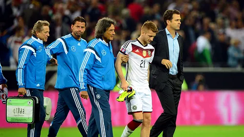 O nouă lovitură puternică pentru Marco Reus. Starul lui Dortmund va fi indisponibil o lună după accidentarea din meciul cu Scoția