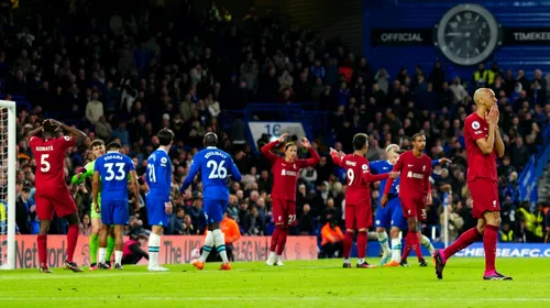 Chelsea – Liverpool 0-0, în restanța din runda cu numărul 8 a Premier League! Un egal care nu mulțumește pe nimeni: ambele formații rămân la mare distanță de locurile de Liga Campionilor