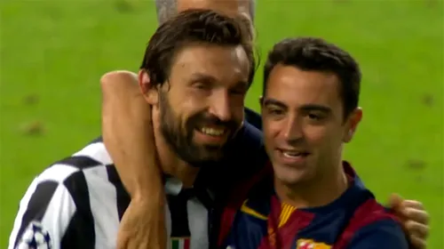 FOTO | Momente extrem de emoționante după finala Juventus – Barcelona 1-3. Pirlo a izbucnit în lacrimi, Xavi l-a luat în brațe și l-a făcut să zâmbească