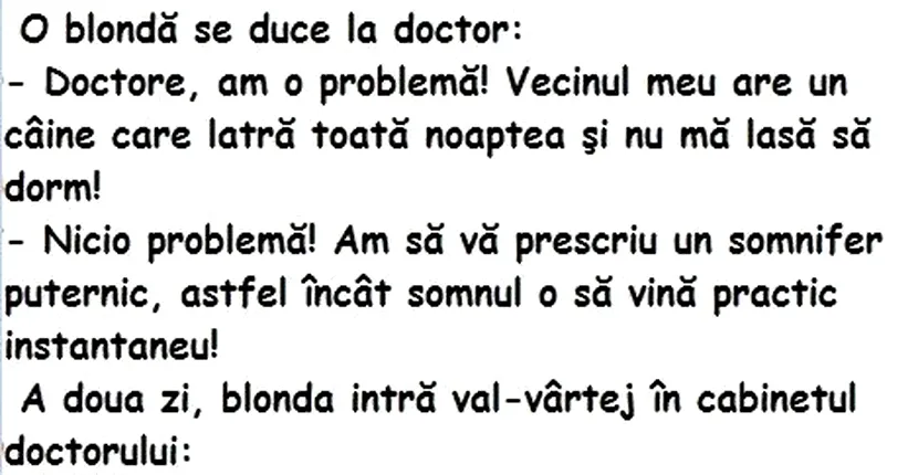 Bancul zilei: blonda la doctor