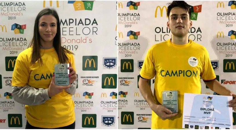 VIDEO | Olimpiada Liceelor McDonald's, ediția 2019, și-a aflat echipele campioane la handbal feminin și masculin. Ștefania Jipa și Mihai Nica, jucătorii de la CSM București, au fost desemnați cei mai buni sportivi din finale