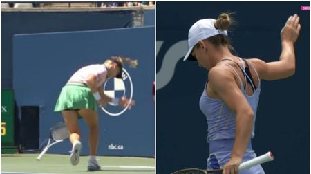 Jil Teichmann, gest necontrolat în fața Simonei Halep la Toronto! Elvețianca a fost sancționată de arbitra de scaun | FOTO