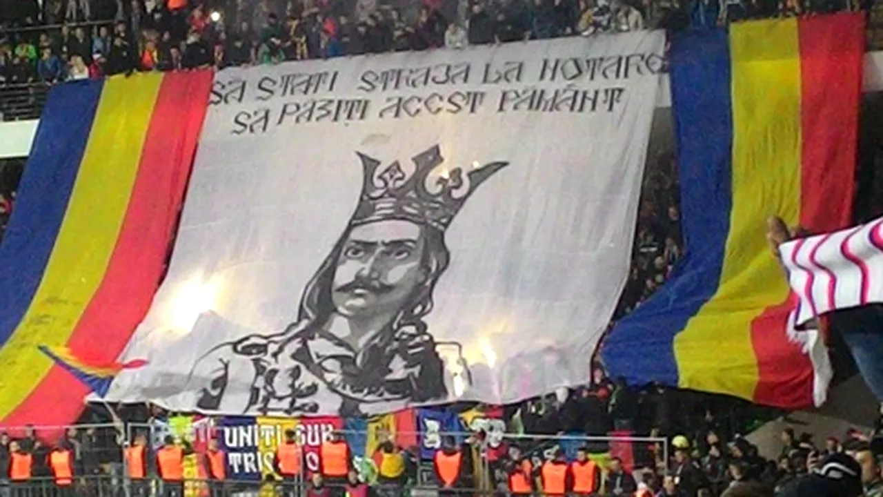 UEFA a deschis o procedură disciplinară contra Moldovei din cauza bannerelor de la meciul cu Rusia. FOTO | Mesajele pro-românești