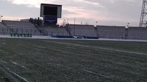 FOTO EXCLUSIV | Ce o așteaptă pe FCSB la Pitești. Cum arată gazonul de pe "Nicolae Dobrin" cu două zile înaintea meciului cu Gaz Metan