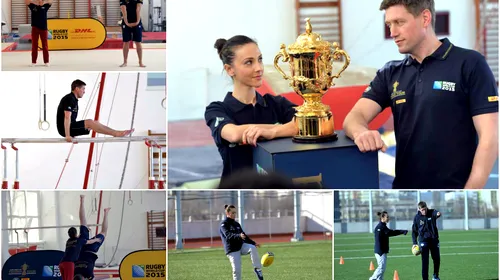 VIDEO REPORTAJ | Andreea Răducan l-a placat cu o oră de gimnastică pe unul dintre rugbyștii legendari, irlandezul Ronan O’Gara. Ce spune Andreea despre primele pase cu balonul oval