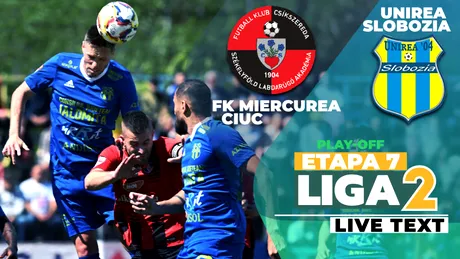 FK Miercurea Ciuc - Unirea Slobozia se joacă ACUM. Cele două echipe se întâlnesc pentru a treia oară în 2024