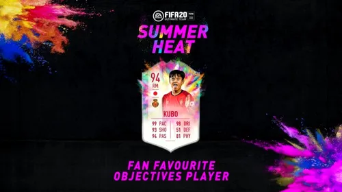 O nouă zi, un nou jucător oferit gratuit în FIFA 20! Cu o viteză de 99, Takefusa Kubo este unul dintre cei mai rapizi mijlocași din acest mod al jocului. Recenzia completă a cardului