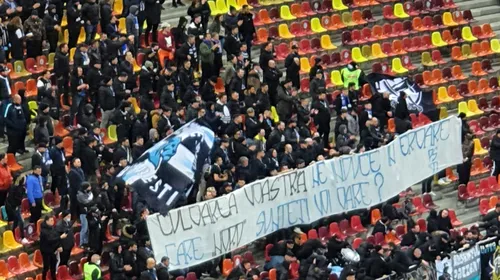 Ce nu s-a văzut la TV! Show în peluze și mesaje inedite din partea galeriilor lui FCSB și FC U Craiova! Ce au putut scrie | FOTO