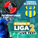 FK Miercurea Ciuc – Unirea Slobozia se joacă ACUM. Cojocari înscrie rapid