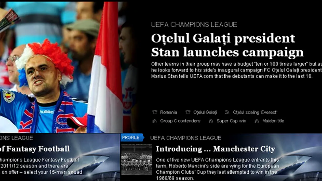 Oțelul, cap de afiș pe site-ul UEFA!** 