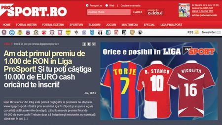 Peste 2.000.000 de afișări pe** prosport.ro! INTRĂ‚ ȘI TU în cursa pentru 10.000 â‚¬!