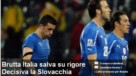 "O Italie urâtă salvată de un penalty"/ "Dezamăgire în albastru" Ce scriu italienii după cea mai mare surpriză de la CM?