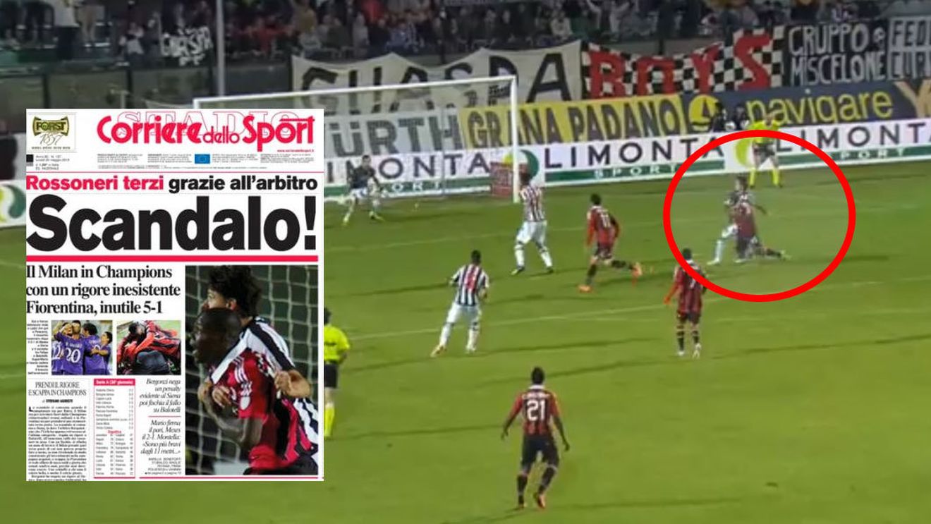 Scandal! "Arbitrii au dus-o pe Milan în Ligă" VIDEO Faza rușinoasă din care Balotelli a obținut un penalty cu Siena