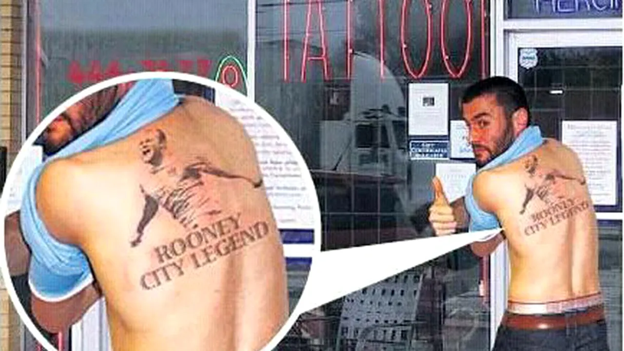 Fanii lui City, buni de bancuri! FOTO** Și-a tatuat chipul lui Rooney, crezând că va semna cu 