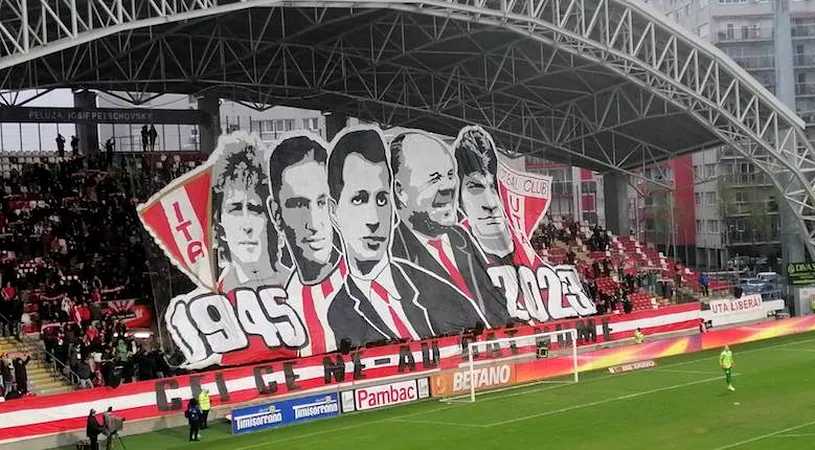 „Cei care ne-au dat nume”! Coregrafia galeriei celor de la UTA în meciul cu FC U Craiova