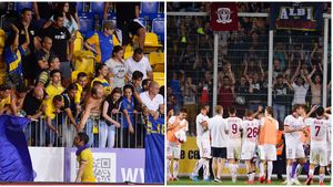 Fără goluri pe teren, meciul dintre Petrolul și Rapid s-a jucat mai mult în tribune. Pancu, sărbătorit pe gazon de galeria giuleșteană