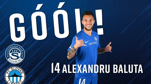 Alex Băluță merge ceas în Cehia! VIDEO | Olteanul a înscris încă un gol pentru Slovan Liberec