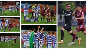 Rapid e cu un picior în Liga 1! Nocturna s-a ”stins” pentru ASU Poli la Buftea, după ce a avut un eliminat dintr-o greșeală de arbitraj