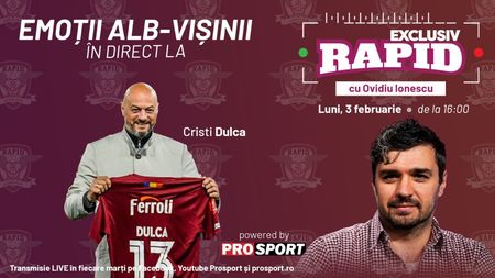 "EXCLUSIV RAPID" cu fostul căpitan al Rapidului, Cristi Dulca începe la ora 16:00, în direct pe YouTube - ProSport!