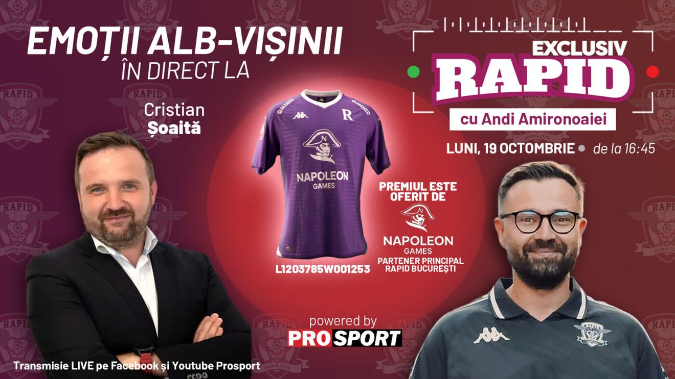 „EXCLUSIV RAPID” revine astăzi! Cristian Șoaita, invitat după victoria giuleștenilor cu Corvinul