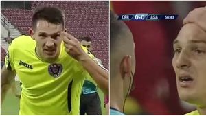 "Îmi dă direct cap în gură și ăla nu se bagă! Amețeală, ce să văd?" Gabi Matei a cedat în timpul meciului cu CFR și a căutat camerele TV pentru a protesta. Ce s-a întâmplat