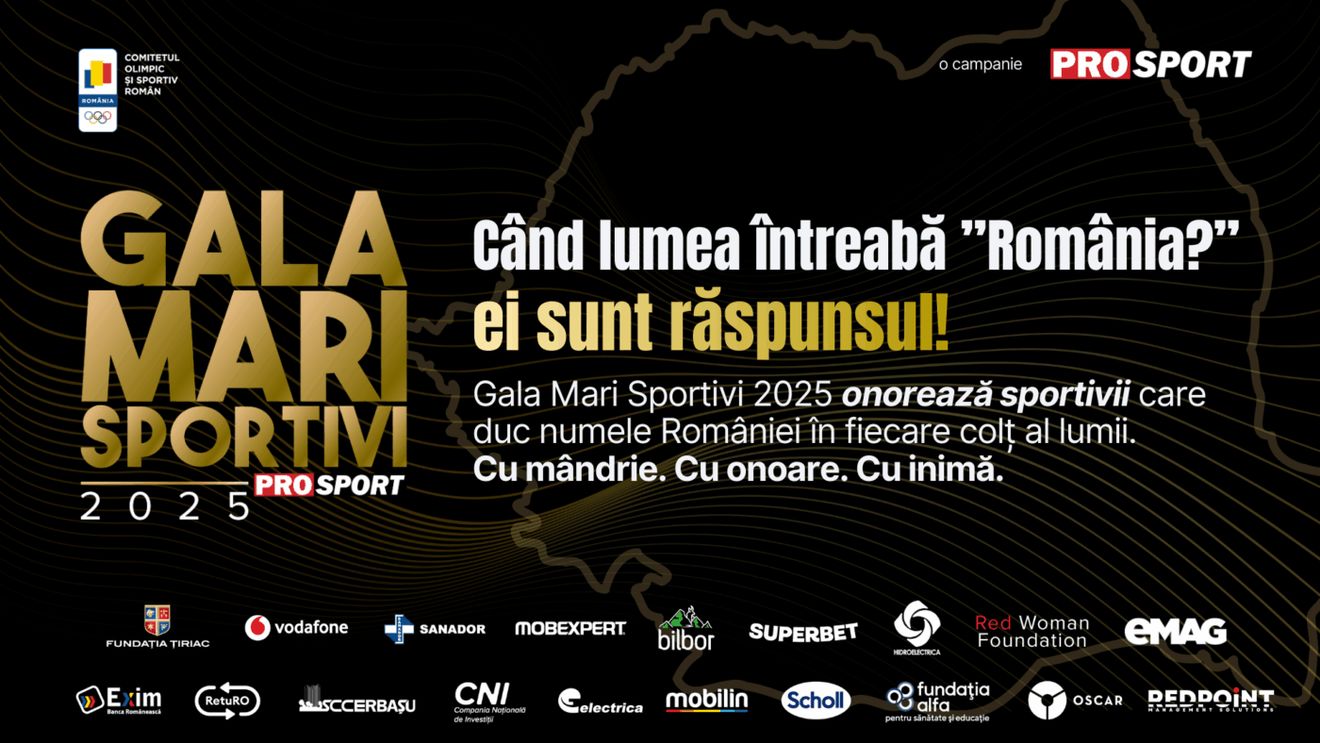GALA MARI SPORTIVI, transmisă de ProSport de Ziua Națională a României de la ora 20:00. David Popovici şi alte nume uriaşe vor putea fi văzuți într-o ediție eveniment de 1 Decembrie