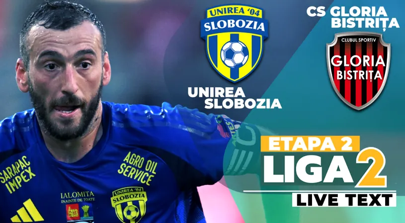 Unirea Slobozia și CS Gloria Bistrița deschid etapa a 2-a a Ligii 2, de la ora 18:00