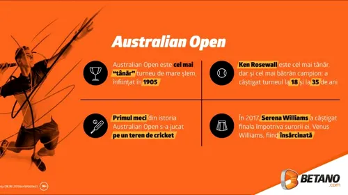 (P) Premieră în România: pariuri live speciale la Australian Open!