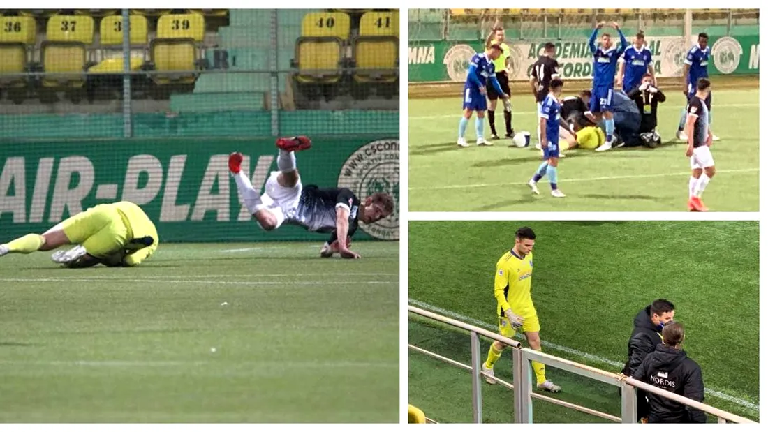 Cum arată accidentarea lui Robert Popa, lovit în cap cu piciorul în meciul Concordia Chiajna - ”FC” U Craiova. Ce a simțit portarul și care este starea sa actuală: ”Sunt convins că fanii s-au gândit la Cristi Neamțu”