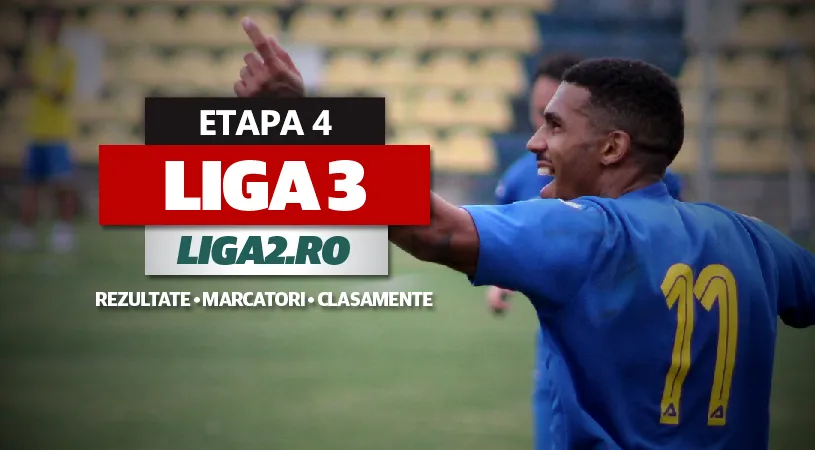 Liga 3, rezultate etapa 4 | Astra, demolată de CS Dinamo. Goluri cu nemiluita în Corvinul - Sănătatea. Brăila a fost din nou umilită, Dunărea Călărași  a fost egala Farului 2