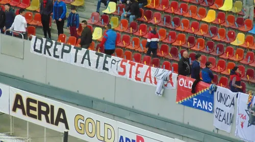 Fanii prezenți pe Arena Națională nu vor să renunțe la luptă! FOTO | Mesajele transmise de galeria FCSB