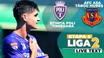 Știința Poli Timișoara – AFC ASA Târgu Mureș începe la ora 11:00. Bănățenii vor urca pe primul loc în Liga 2 cu o victorie