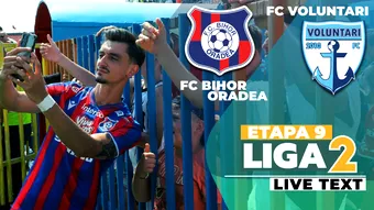 FC Bihor Oradea – FC Voluntari, meciul care deschide etapa a 9-a din Liga 2