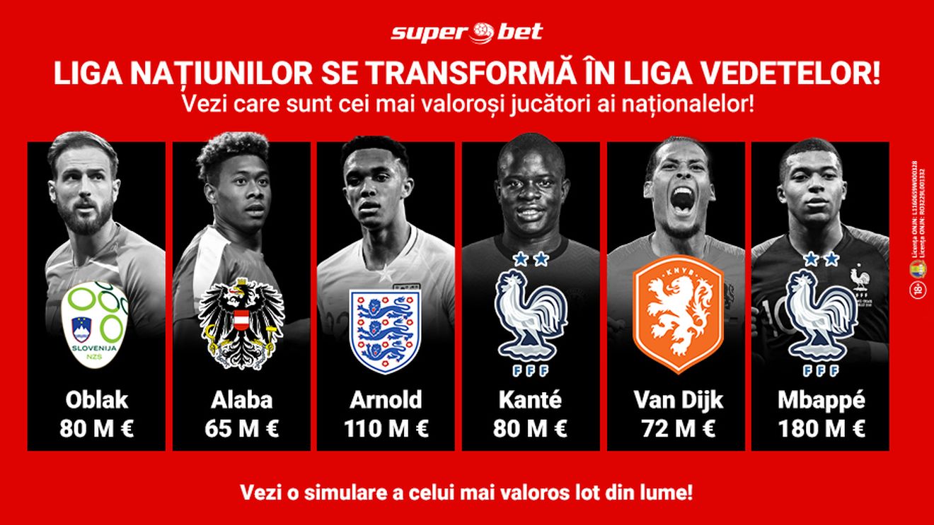 Liga Națiunilor poate fi numită și Liga Legendelor! Vezi care sunt cei mai scumpi jucători din primul 11 al naționalelor!