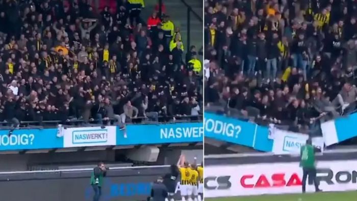 Imagini horror în Olanda, pe un stadion cunoscut! O tribună s-a prăbușit în timp ce suporterii sărbătoreau victoria alături de jucători: „Am fost șocat!” | VIDEO