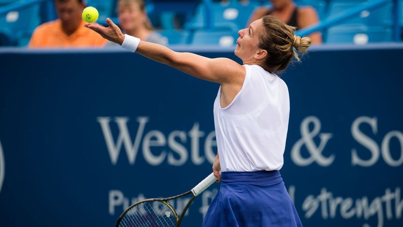 Simona Halep s-a transformat în Serena Williams la Cincinnati! Câți ași a servit în meciul de pomină cu Magda Linette