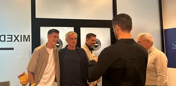 Dinamoviștii au făcut coadă pentru poze cu Jose Mourinho, după meciul Generația de Aur – Restul Lumii 3-2! Zeljko Kopic, fiul său Vito și Andrei Nicolescu, fascinați de antrenorul portughez