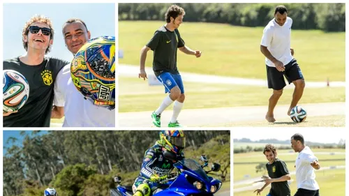 FOTO: Schimb de experiență între doi campioni mondiali. MotoGP pentru Cafu și fotbal pentru Valentino Rossi